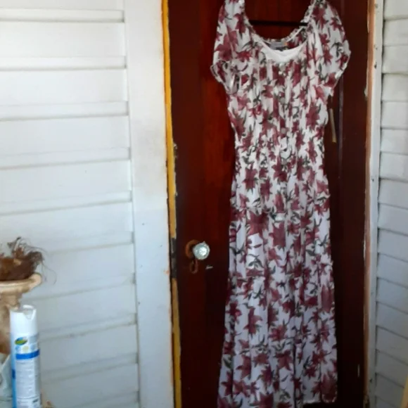 chinese dress ladies Navy and Fuchsia Floral Maxi Dress main image 0